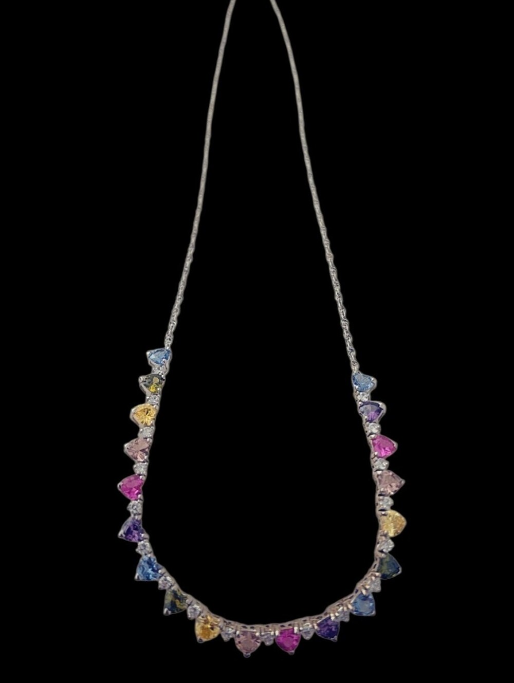 925 Sterling Silver Topaz Heart Necklace